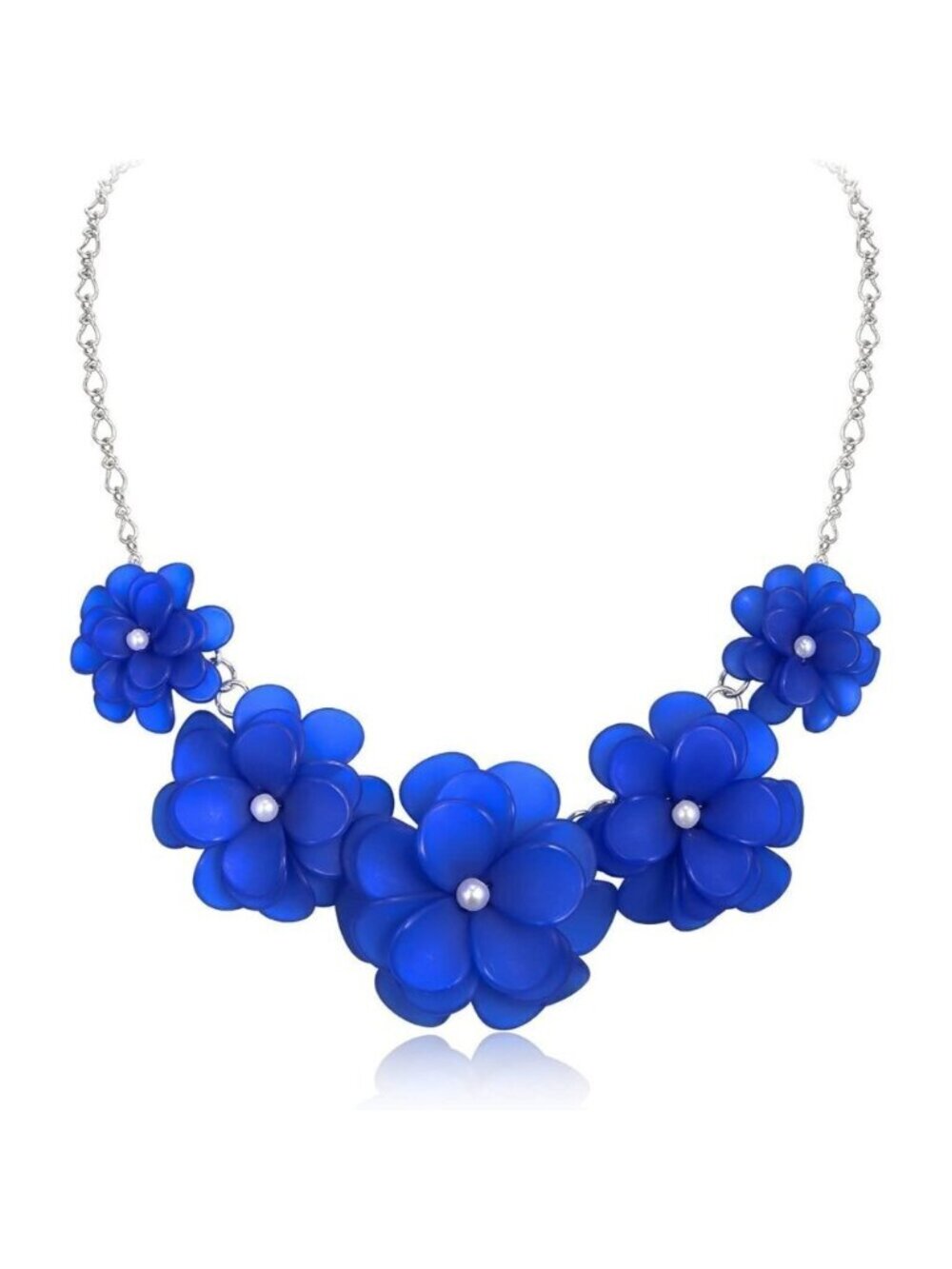 🆕 Women Blue Flower Collar Necklace Summer Beach Chokers Costume Jewelry Gifts